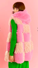 Load image into Gallery viewer, Pink Hand Made Bamboo Faux Fur Check Gilet