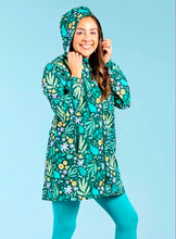 Load image into Gallery viewer, Leaves & Blooms LongLine Raincoat