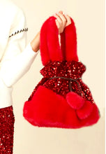 Load image into Gallery viewer, Sequin & Faux Fur Pom Pom Bag