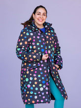 Load image into Gallery viewer, Night Polka LongLine Puffa Rain Coat