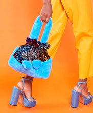Load image into Gallery viewer, Sequin & Faux Fur Pom Pom Bag