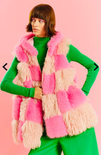 Load image into Gallery viewer, Pink Hand Made Bamboo Faux Fur Check Gilet