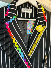 Load image into Gallery viewer, Black Pin Stripe Custom ReWorked Original Artwork Bowie Jacket