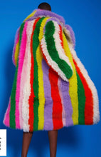 Load image into Gallery viewer, Faux Fur Hand Crafted Rainbow Bamboo Maxi Coat