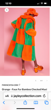 Load image into Gallery viewer, Pink & Blue Checked Bamboo Faux Fur Maxi Coat
