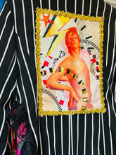 Load image into Gallery viewer, Black Pin Stripe Custom ReWorked Original Artwork Bowie Jacket
