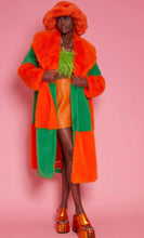 Load image into Gallery viewer, Pink & Blue Checked Bamboo Faux Fur Maxi Coat