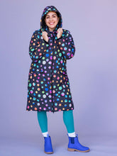 Load image into Gallery viewer, Night Polka LongLine Puffa Rain Coat