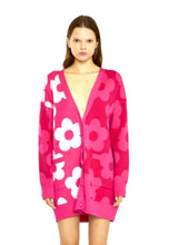 Load image into Gallery viewer, Large Pink flower, Long Line Cardigan
