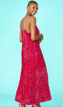 Load image into Gallery viewer, Raspberry Sequin Velvet maxi Dress