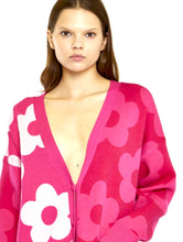 Load image into Gallery viewer, Large Pink flower, Long Line Cardigan
