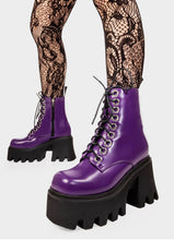 Load image into Gallery viewer, Purple Chunky Platform Ankle Boots