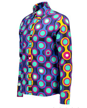 Load image into Gallery viewer, Madcap Trip Psych-Out Abstract Mod Target Print Shirt in Jet Set
