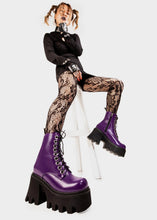 Load image into Gallery viewer, Purple Chunky Platform Ankle Boots