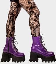 Load image into Gallery viewer, Purple Chunky Platform Ankle Boots