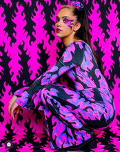 Load image into Gallery viewer, Purple Flame Velvet Catsuit