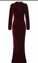 Load image into Gallery viewer, Jewel Wine figure hugging Velvet Maxi Dress