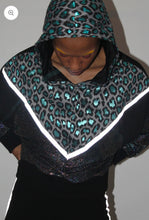 Load image into Gallery viewer, Anoriginal Leroy metallic blue leopard Hooded Batwing Sweat Top.