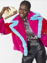 Load image into Gallery viewer, Jayley Collection Red/Crimson/Turquoise Faux Fu Gigi Jacket