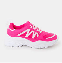 Load image into Gallery viewer, Shocking Pink Vegan Trainers