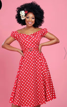 Load image into Gallery viewer, Dolores Red Polka Dot Dress