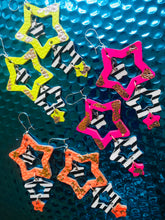 Load image into Gallery viewer, Quirky Mono Stars - Leather Earrings