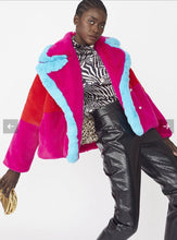 Load image into Gallery viewer, Jayley Collection Red/Crimson/Turquoise Faux Fu Gigi Jacket