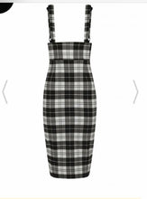Load image into Gallery viewer, Monochrome Tartan Pencil Skirt