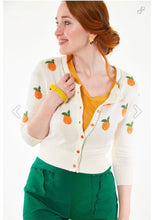Load image into Gallery viewer, Citrus orange embroidered cropped cardigan