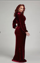 Load image into Gallery viewer, Jewel Wine figure hugging Velvet Maxi Dress