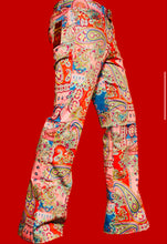 Load image into Gallery viewer, Men’s Retro Flared 70s style Paisley Trousers