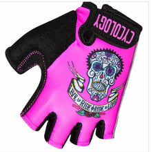 Load image into Gallery viewer, Day of the Living Pink women’s short fingered Cycology cycling gloves