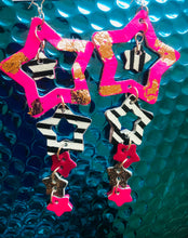 Load image into Gallery viewer, Quirky Mono Stars - Leather Earrings