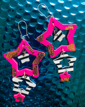 Load image into Gallery viewer, Quirky Mono Stars - Leather Earrings