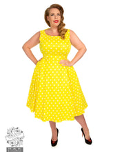 Load image into Gallery viewer, Cindy Polka Dot Swing Dress Yellow