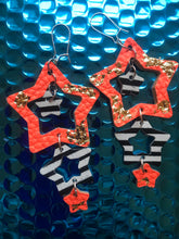 Load image into Gallery viewer, Quirky Mono Stars - Leather Earrings