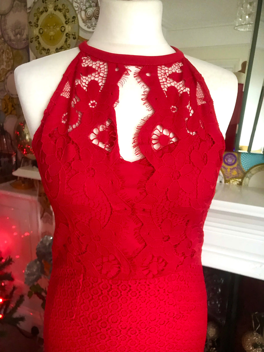 Lipsy red lace clearance dress