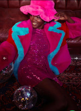 Load image into Gallery viewer, Jayley Collection Red/Crimson/Turquoise Faux Fu Gigi Jacket