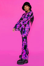 Load image into Gallery viewer, Purple Flame Velvet Catsuit