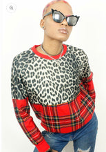 Load image into Gallery viewer, Mohawk - Tartan and leopard boyfriend Jumper