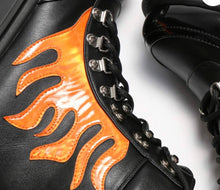 Load image into Gallery viewer, Orange Flame platform Ankle Boots