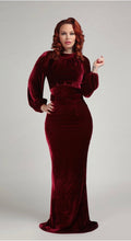 Load image into Gallery viewer, Jewel Wine figure hugging Velvet Maxi Dress