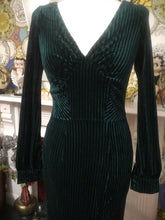 Load image into Gallery viewer, Voodoo Vixen,Ribbed Velvet maxi dress Dark Emerald.