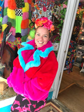 Load image into Gallery viewer, Jayley Collection Red/Crimson/Turquoise Faux Fu Gigi Jacket