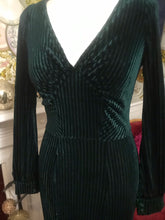 Load image into Gallery viewer, Voodoo Vixen,Ribbed Velvet maxi dress Dark Emerald.