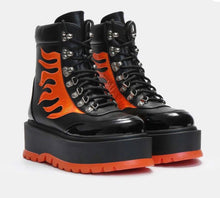 Load image into Gallery viewer, Orange Flame platform Ankle Boots
