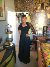 Load image into Gallery viewer, Vintage Royalty, Black Lace Evening Gown.