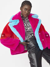 Load image into Gallery viewer, Jayley Collection Red/Crimson/Turquoise Faux Fu Gigi Jacket