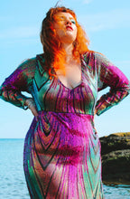 Load image into Gallery viewer, Villanelle Chevron sequin Maxi Dress by