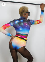Load image into Gallery viewer, Galactic Kisses Long sleeved Cosmic print Crop Top